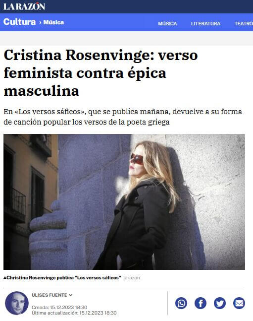Christina Rosenvinge en La Razón